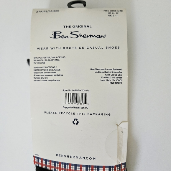 The original Ben Sherman Wool Blend Socks 2 pair - Picture 6 of 10